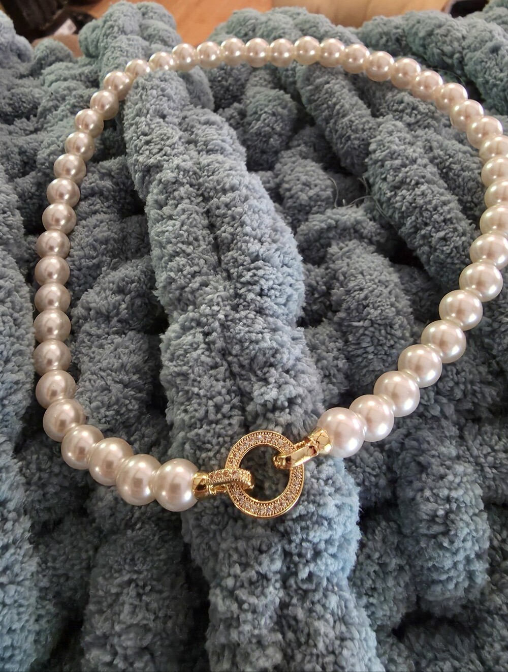 Classic Faux Pearl Necklace with Gold Toggle Clasp